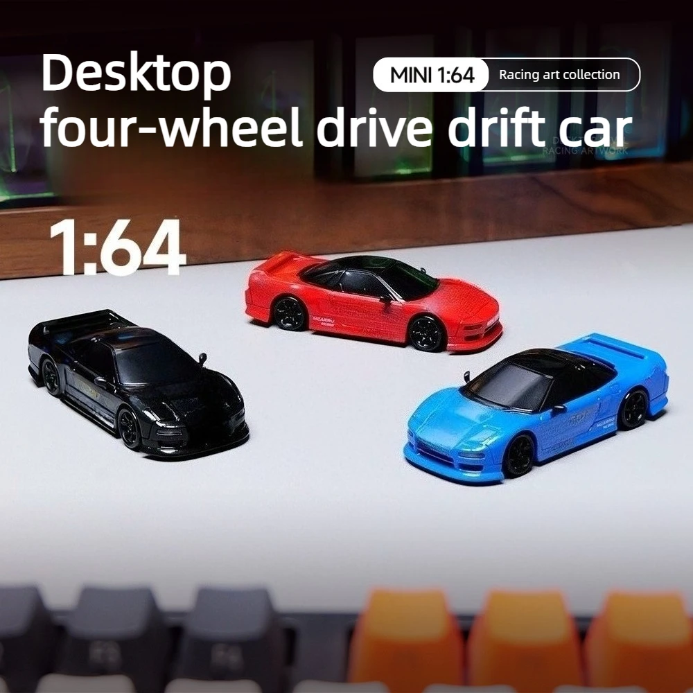 MC062 1/64 JDM Mini RC Drift Racing Car 2.4GHz 4WD with Cool Lights Rechargeable Long Battery Life RTR Desktop RC Toy Model