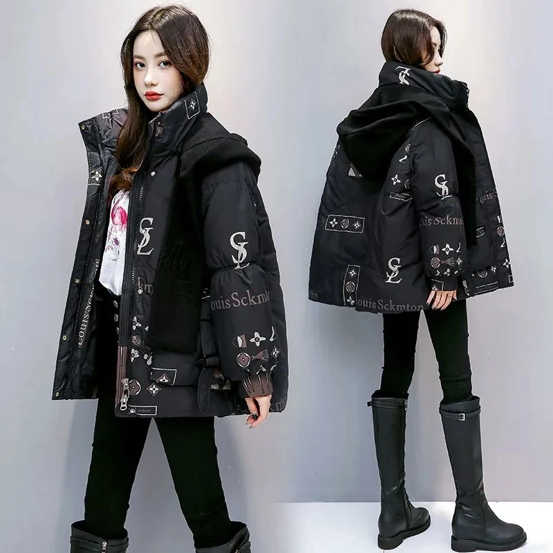 Thickened Down Cotton Jacket for Womens Loose Parkas Niche Design Sense Fashionable Casual Autumn Winter Jacket New Coat 2024