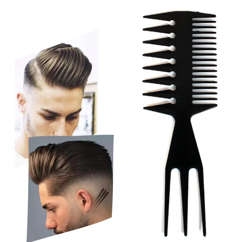 Men Oil Head Comb Hairdresser Haircut Wide Tooth Fork Comb Two-side Tooth Design Detangling Comb Salon Barber Hairdressing Tools