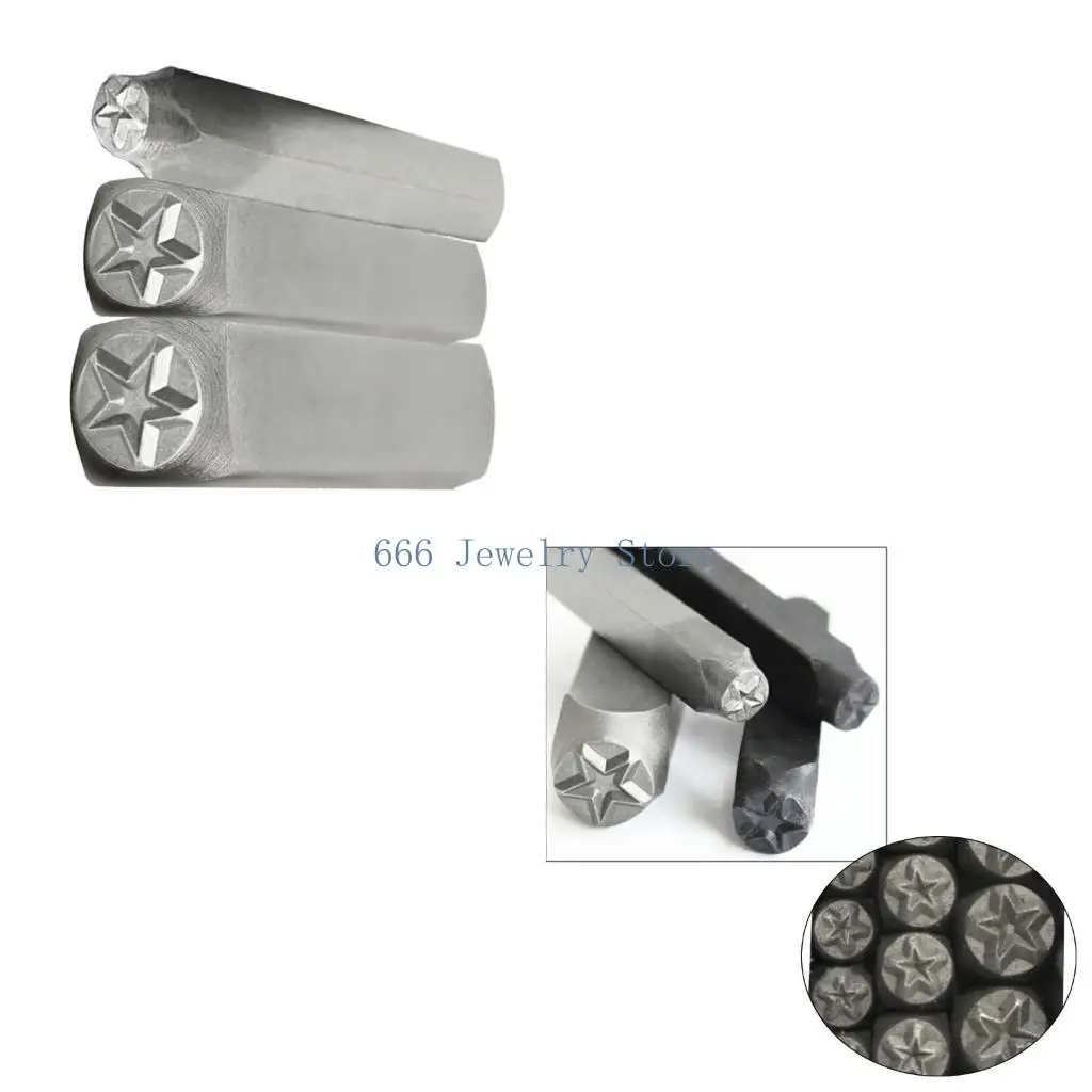 F2TD 6pcs Versatile Star Shaped Metal Stamp Set Carbon Steel Tools for Hobbyists Leather and Embossing Supplies