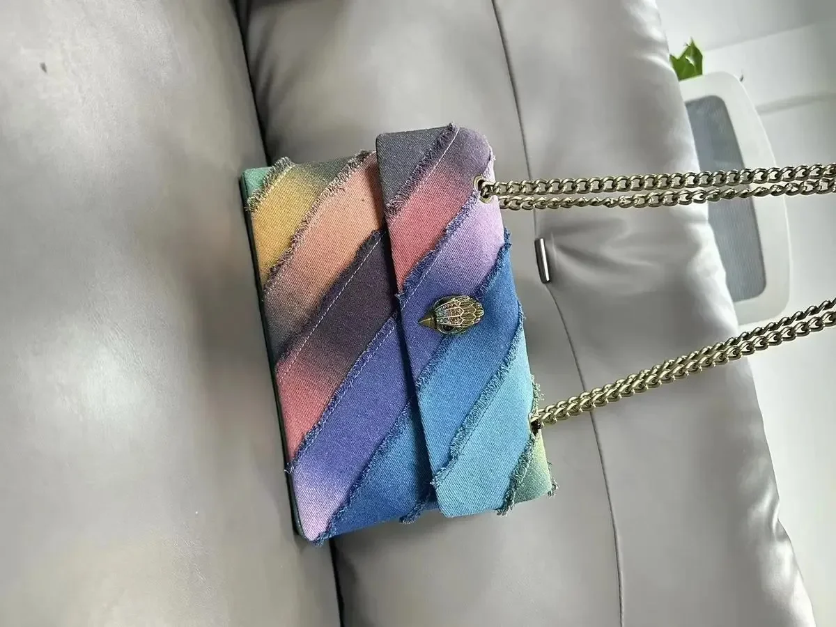 KURT GEIGER LONDON 2024 Color Matching New Denim Fashion Small Fragrance Foreign Style Plaid Classic Eagle Head