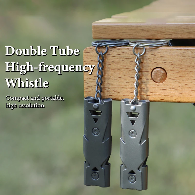 1 قطعة أنبوب مزدوج صافرة قلادة المفاتيح عالية ديسيبل المحمولة في الهواء الطلق بقاء أداة تخييم الطوارئ متعددة الوظائف #5