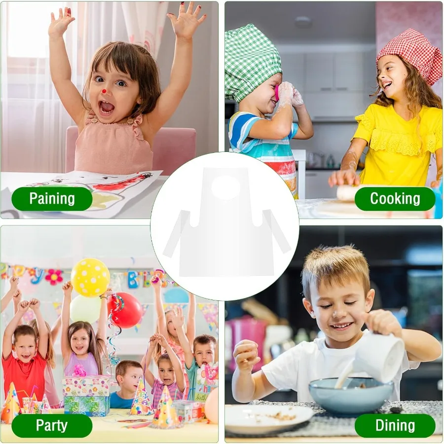 투명 방수 오일프루프 작업복용 일회용 플라스틱 앞치마 30개 유아의 미술 활동 요리 연습에 적합