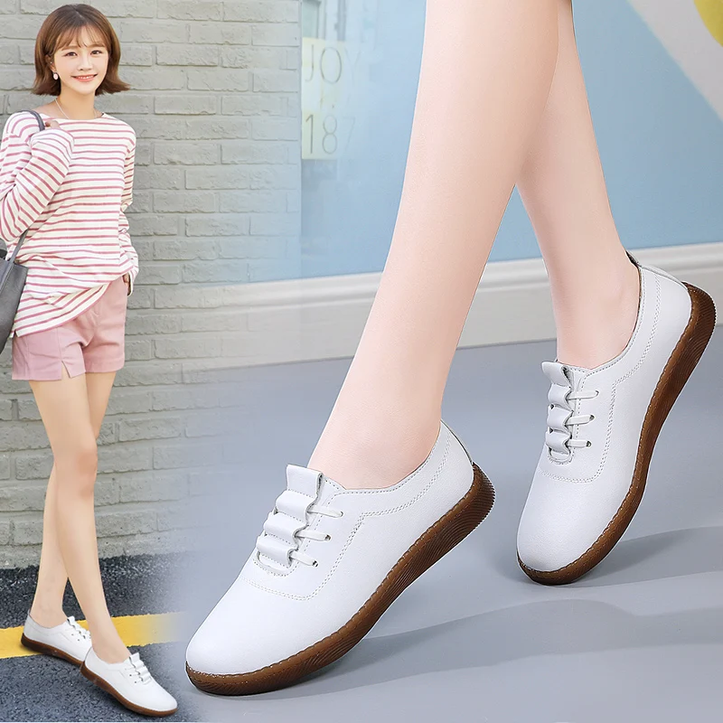 2022 Spring New Sneakers Women Leather Casual Women Shoes Loafers Flats Mom Footwear Tennis Shoe Tenis De Mujer Zapatos De Mujer