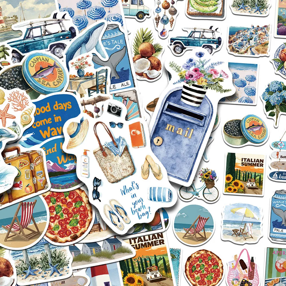 50pcs Summer American Stickers Decals For Laptop Scrapbook Luggage Guitar Helmet DIY Graffiti Aesthetic Stickers Creative Gifts