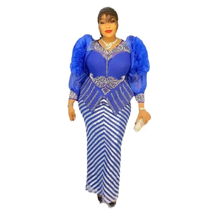 MN1 Вечерние платья больших размеров для женщин, роскошное африканское платье с пайетками, элегантное длинное платье для свадебной вечеринки в Турции, женское платье Анкара Clo8/yG