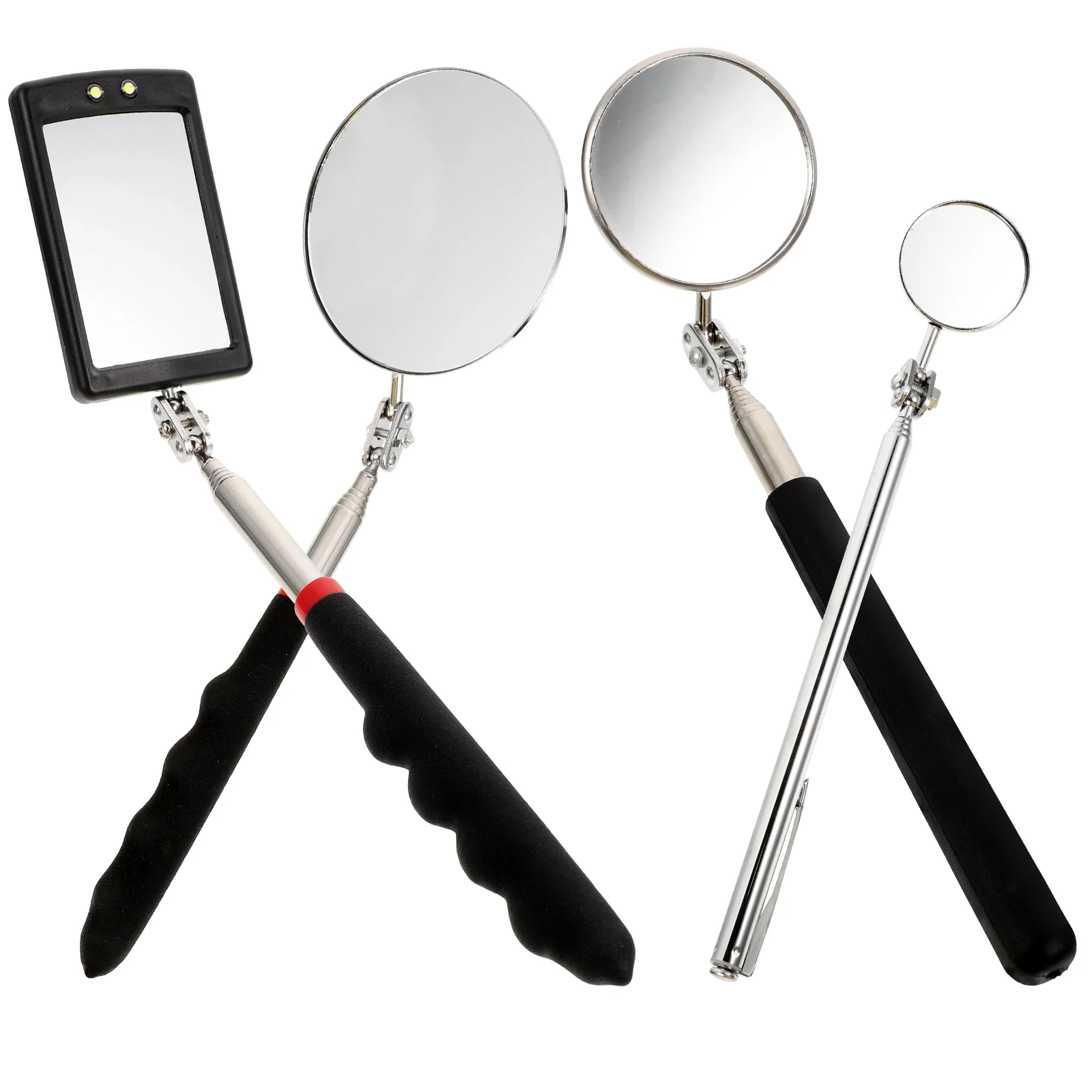 Inspection Mirror with Light Telescopic Mirrors Mechanic Lights Tool Lens Lighted Flexible