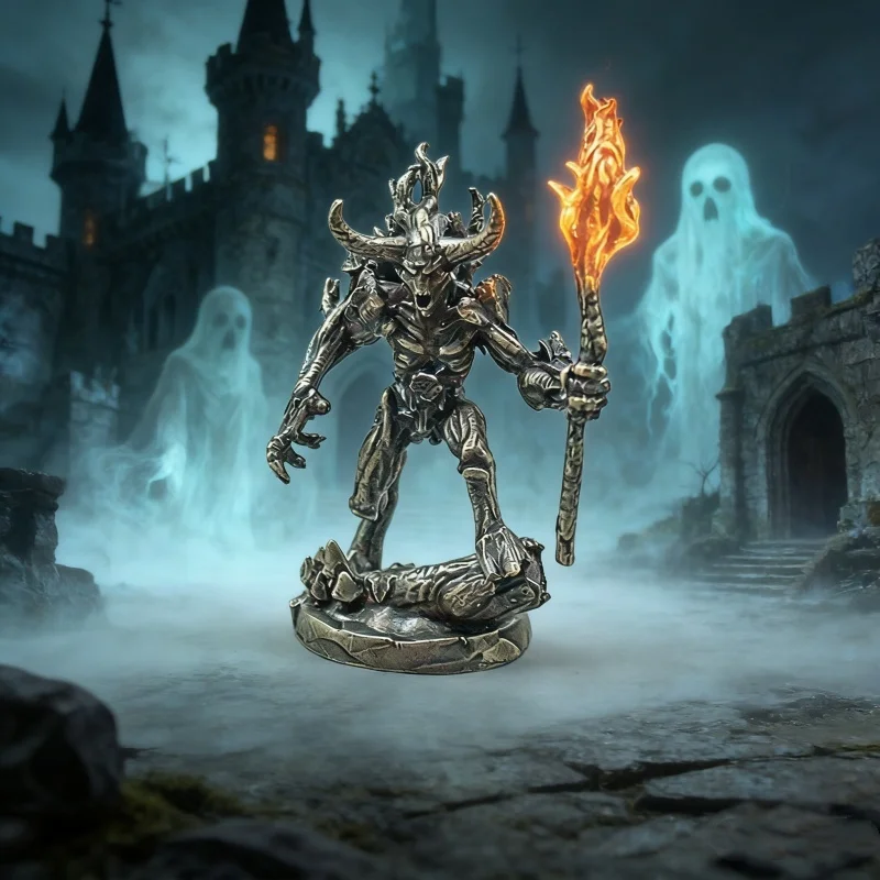 

Creative Copper Demon Soldier Mini Figurine Retro Warrior Model Game Chess Pieces Desk Decor Boys Gift