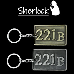 Movie Sherlock Metal Nameplate Style Keychain Sherlock House Number 221B Nameplate Pendant Keyrings for Backpack Accessories