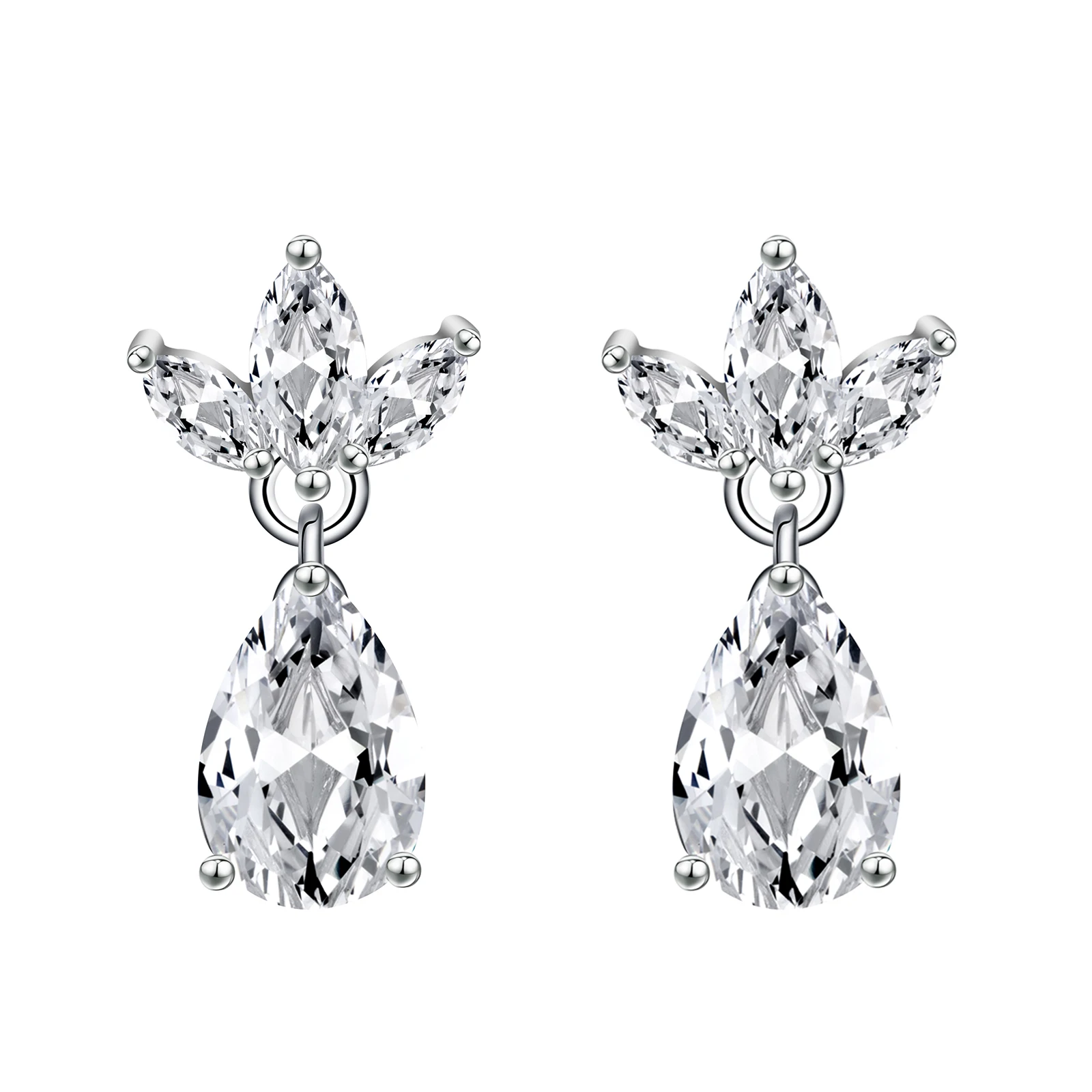 Provence 14K White Gold Moissanite Stud Earrings for Women Pear Cut 8 CT D Color Marquise Cut Earrings Butterfly Back  GRA