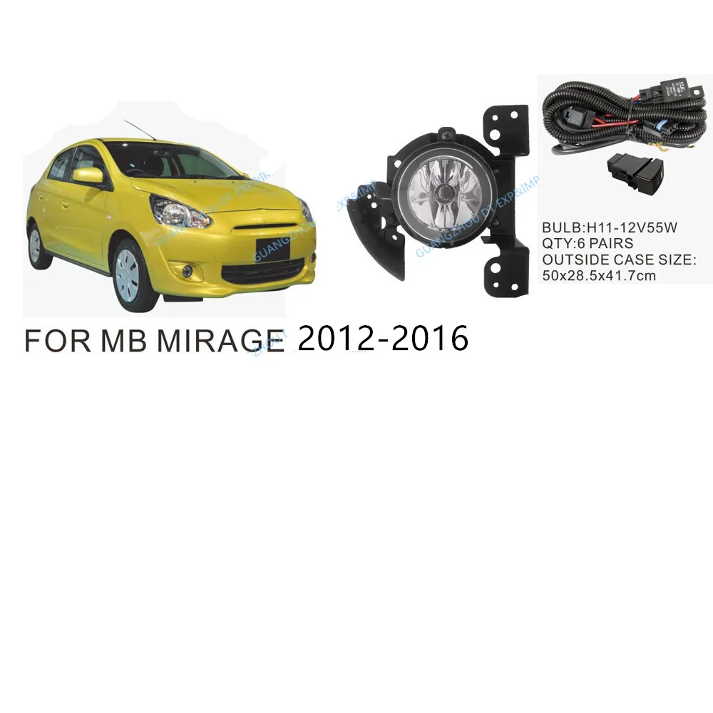 

1 Full Fog Lamp Kit For Mirage Set With Bulb Wire And Switch Fog Lights For Mirage 2012-2016 Hatchback