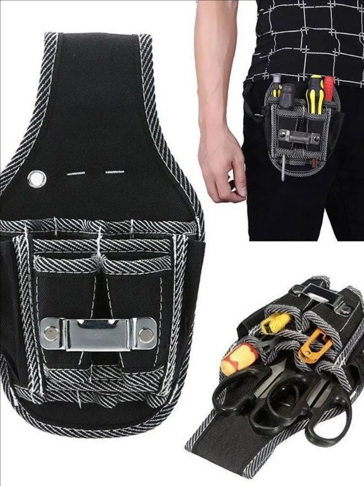 Heavy Duty Tool Belt with Drill Holster – Adjustable Electrician Waist Bag, Pouch for Screwdriver/Hammer (Durable Nylon)