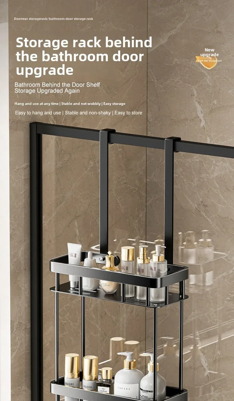 2-stufiger Duschregal für die Tür, hängendes Badezimmerregal, Wandmontierter Shampoohalter, Toiletten-Aufbewahrungsregal, rostfrei – Detail 1