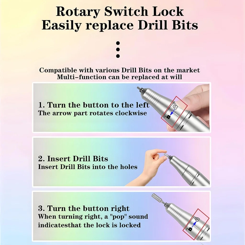 45000 U/min Nagelbohrer-Set für Maniküre, wiederaufladbare Nagelbohrmaschine, Schleifköpfe-Set