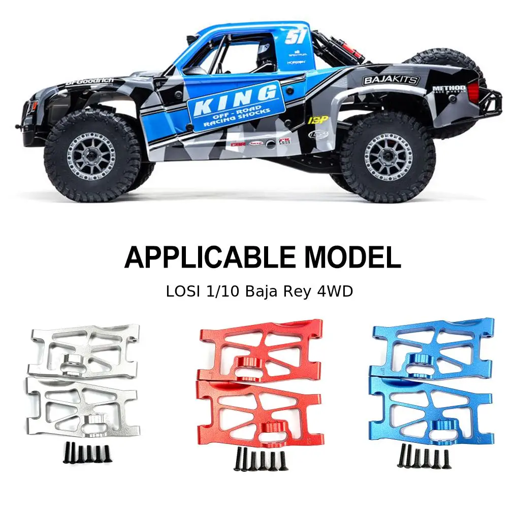RCGOFOLLOW 1/10 Aluminiumlegierung Verbesserter vorderer unterer Aufhängungsarm Rc vorderer unterer Aufhängungsarm für LOSI Baja Rey 4WD Silber