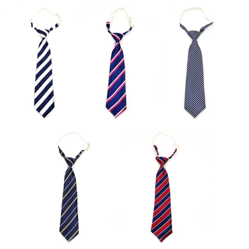 

Pre-tied Tie for Women Uniform Necktie Elastic Strap Striped Pattern for Girls School Uniforms Adjustable 5 Color