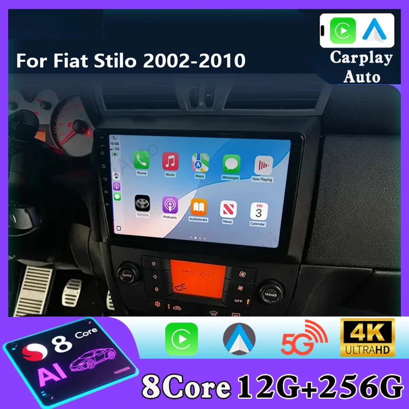 Android Stereo Car Radio Multimedia Player for Fiat Stilo 2010, Carplay Autoradio, GPS Head Unit, 9 