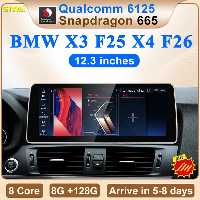 NEW ID8 Snapdragon665 12.3inch Android13 Car Carplay Auto For BMW X3 F25 X4 F26 Car Intellgent Automotive Multimedia Monitor