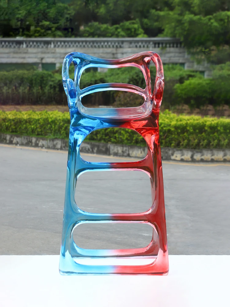 Light Luxury Bar Stool Transparent Resin Designer Model High Stool Bar Front Desk Chair