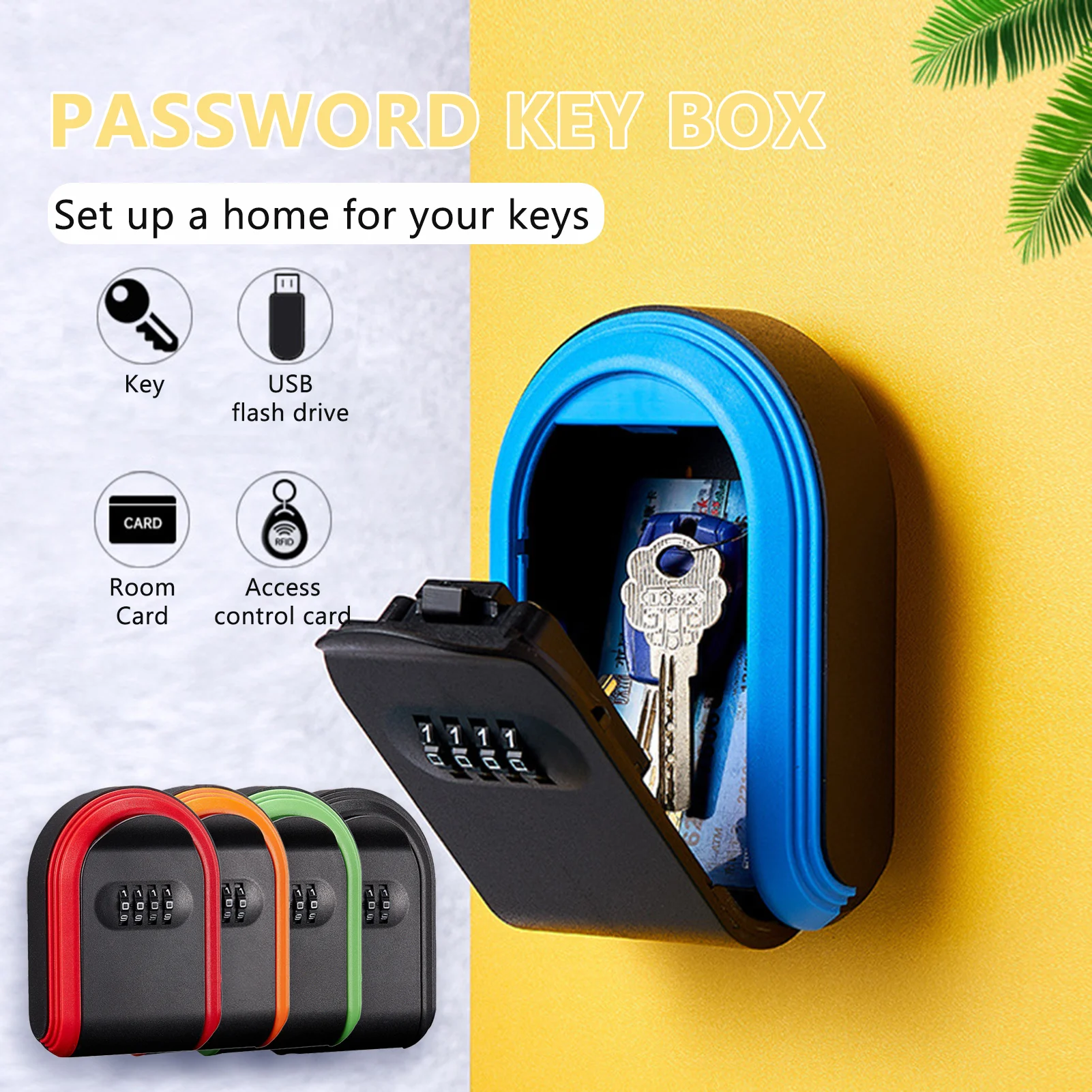 Imagem -05 - Waterproof Wall Mount Key Lockbox Plastic Porta Key Storage Password Box para Garagens