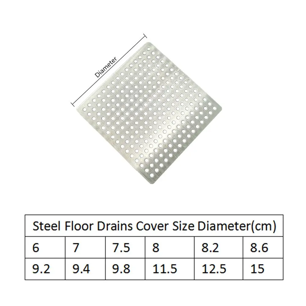 Parts Shower Drain Cover 304 stainless Colander Bathroom Tool Floor drain pad Square Drain Cover Hair Filter Sink Strainer