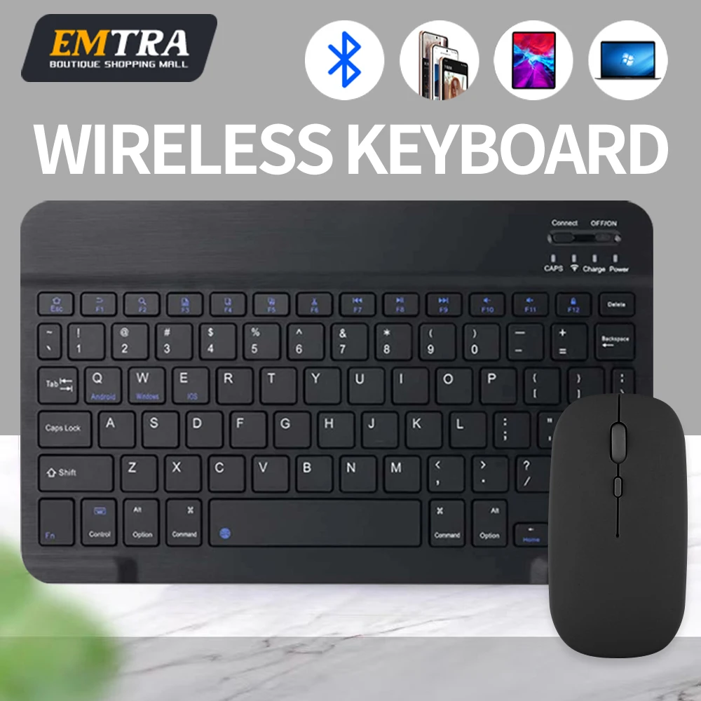 

EMTRA Bluetooth Беспроводная клавиатура Мышь для IOS Android Windows Планшет для iPad Air Mini Pro Французская арабская иврит Черная клавиатура