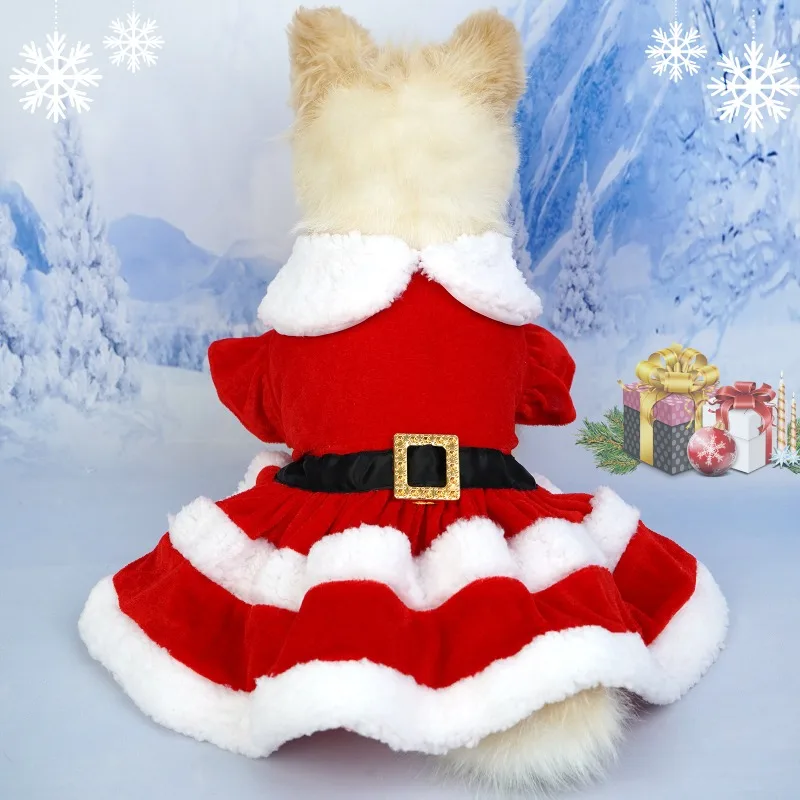 

Soft Breathable Cats Christmas Dress Fashion Cute Santa Claus Dog Skirt Warm Pet Christmas Costume New Year Clothes for Dogs