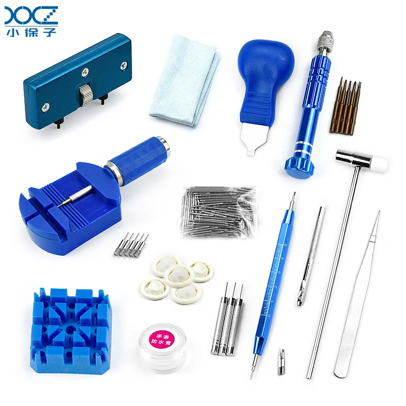 مجموعة أدوات إصلاح الساعة مكونة من 172 قطعة لفتح واستبدال أحزمة الساعة وأغطية الأصابع المضادة للكهرباء الساكنة ومعجون مقاوم للماء