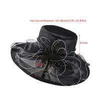 Solid Color Flowers Women Derby Hat Wide Brim UV Protection Summer Ruffles Sun Hat Organza Foldable Bridal Tea Party Wedding Hat - Image 6