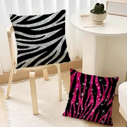 Fashion Zebra Stripes Pink Cool Pillow Case Living Room Accent Couch Back Support Square Lounge Restful Nap Companion ﻿