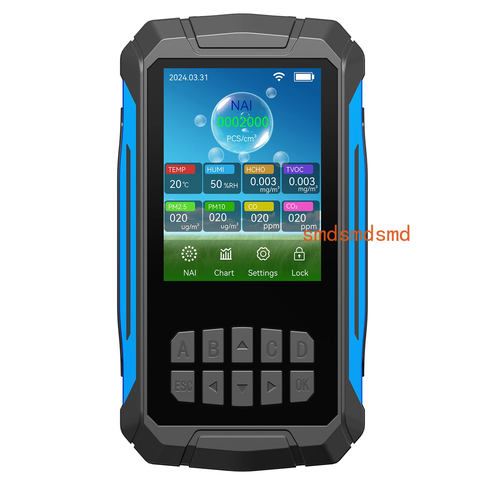 

Air Quality Detector Ionizer Meter Alarm Function Portable Air Tester with Negative Ion Concentration/Temperature/Humidity/VOC