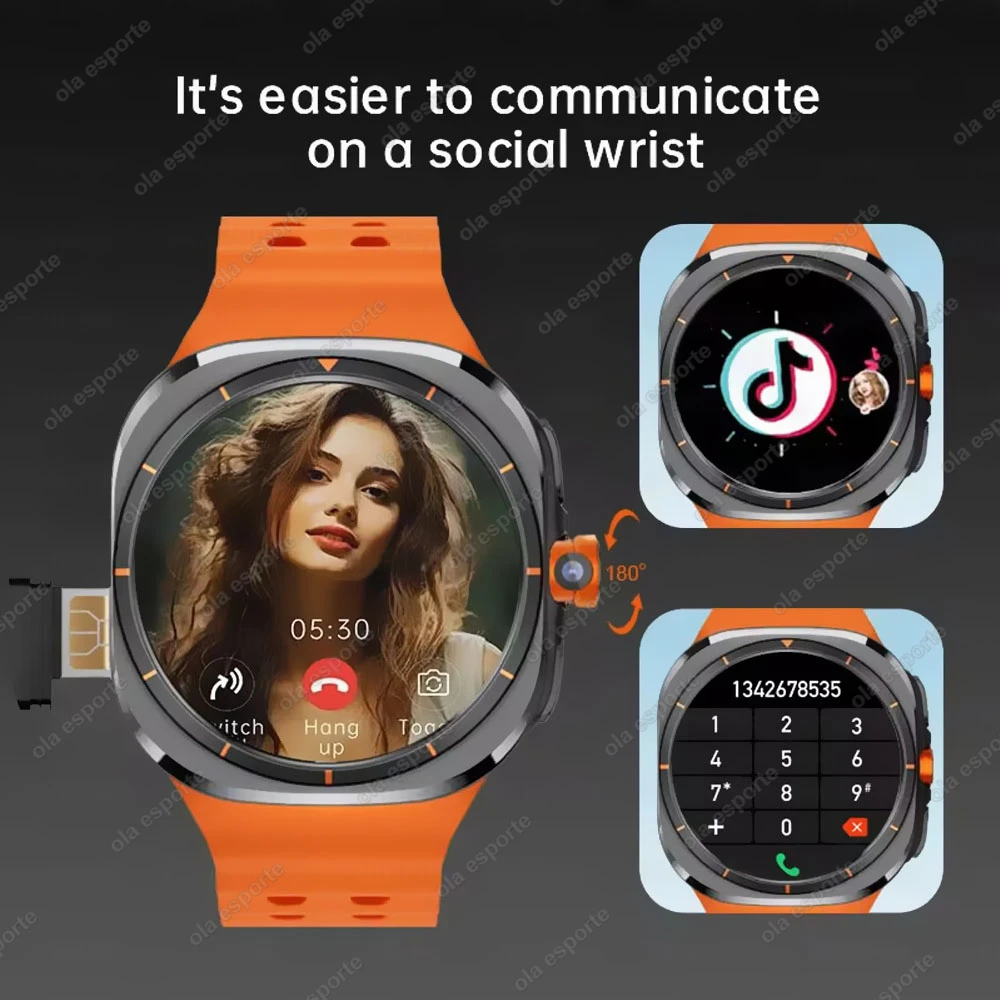 U8 Ultra IOS Android 9.0 ساعة ذكية للرجال 4G 5G بطاقة SIM WiFi NFC GPS بوصلة 32GB Smartwatch كاميرا دوارة ساعة رياضية 7 Ultra
