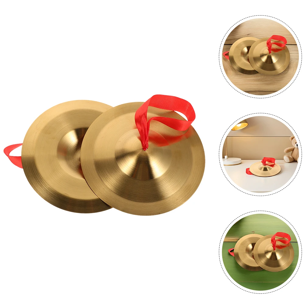 

1 Pair Small Universal Metal Cymbals Hand Gongs Lightweight Cymbals for Educational Music Practice and Band Performance
