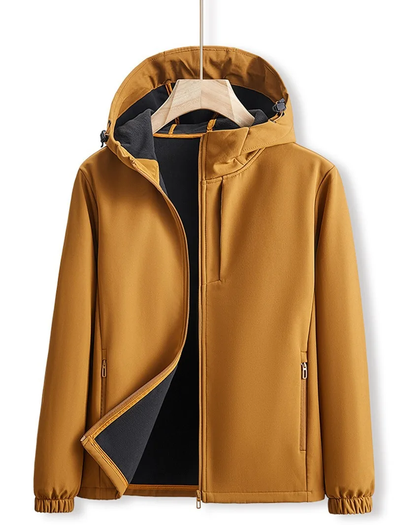 

Men's Hooded Waterproof Jackets Winter Outdoor Plush Thick Warm Soft Shell Jacket Travel Jacket Mountaineering Fishing Coat