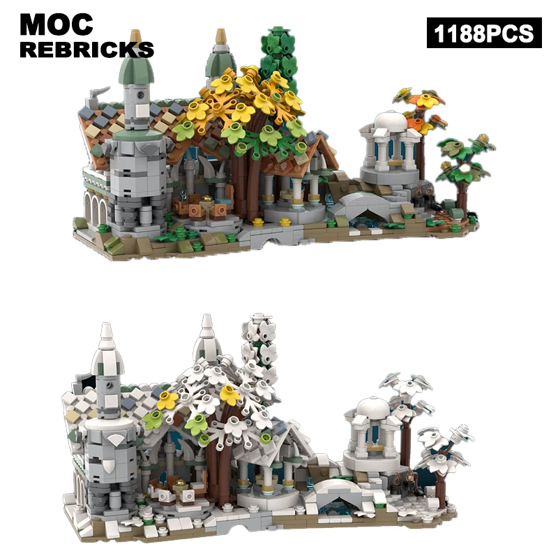 Famous Movie Scence Moc Building Blocks Rivendell Winter Version Technology Bricks Creative Display Model Toys Children's Gifts