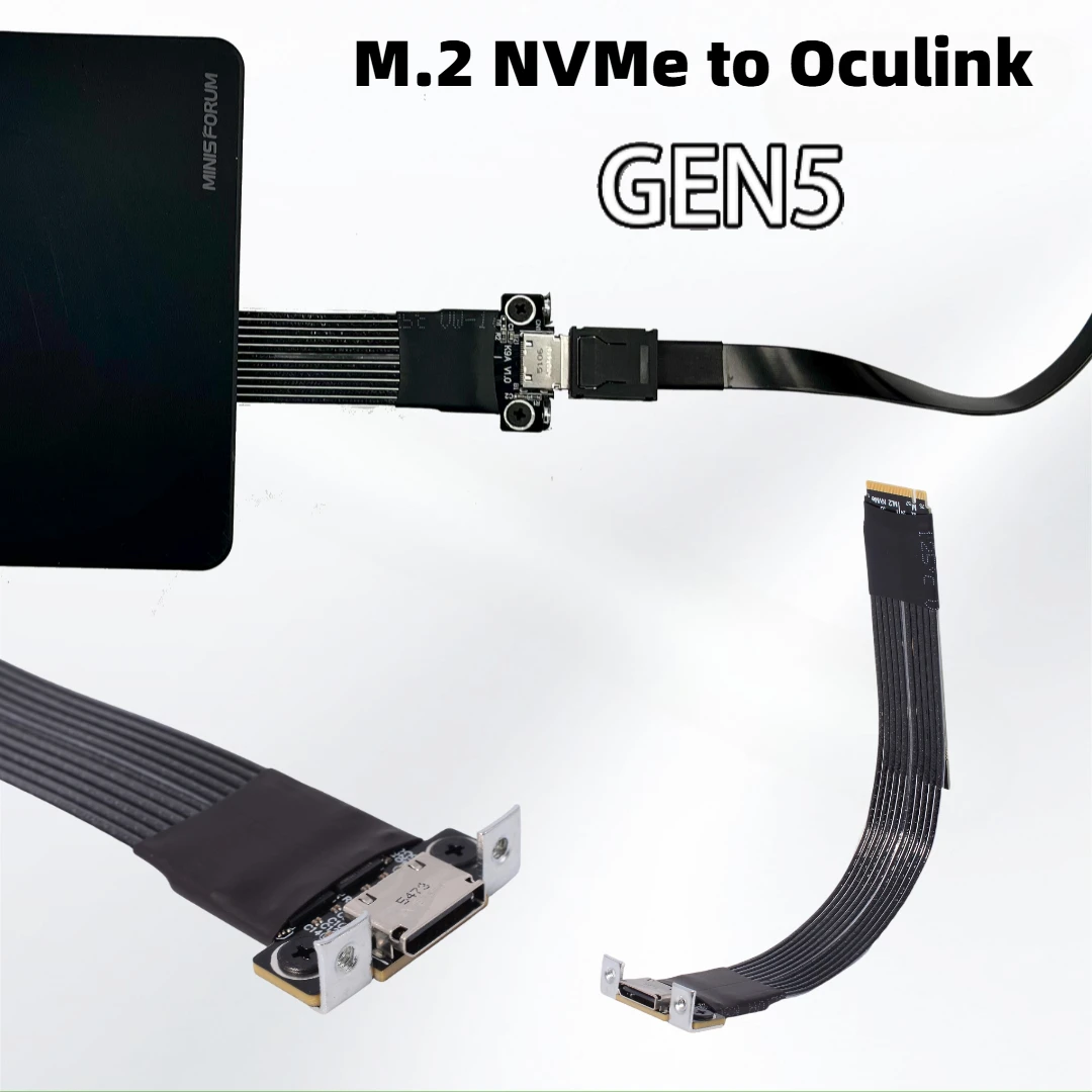 K49SQ PCIE 5.0 X4 Gen5 M.2 NVMe To OCuLink SFF-8611 8612 Adapter Graphics Card External GPU Dock Extension Cable For EGPU 128Gbs