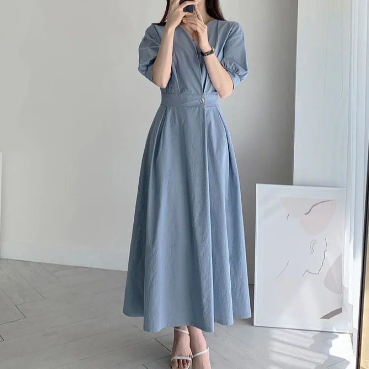 Estate delle nuove donne Dr Chic Coreano Sle Gentle Aosphere Vita-Articamento Dimagrante Lungo Dr Pendolarismo Regular ort Sve