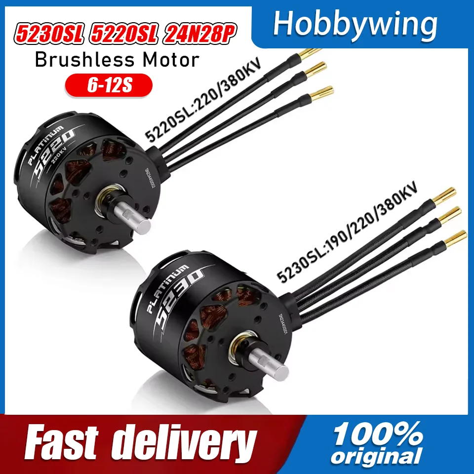

Hobbywing Platinum 5230SL 5220SL 24N28P Brushless Motor 6-12S High voltage High Power For Remote control Model Fixed-wing Parts