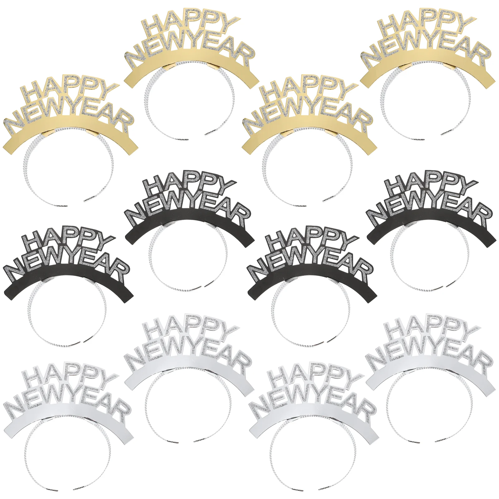 

12 Pcs New Year Letters Headband Kids Party Hair Hoop Lively Atmosphere Headdress Exquisite