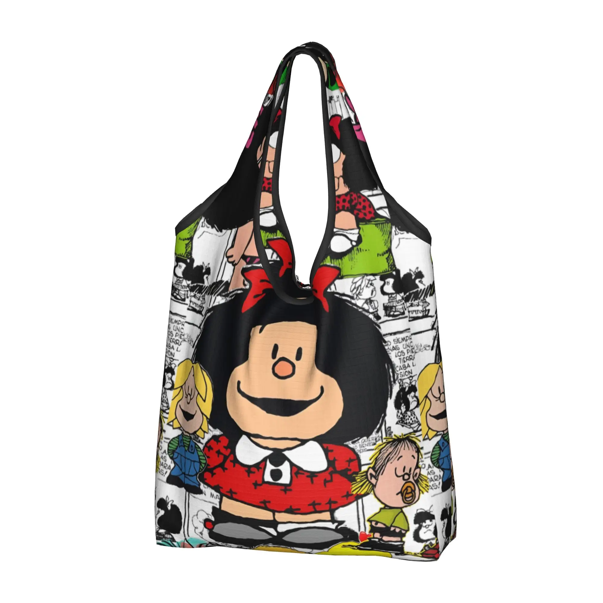 M-Mafaldas Manga Comics Grocery Shopping Bags Funny Shopper Shoulder Tote Bag Big Capacity Portable Classic Handbag