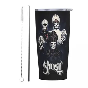 G-Ghost Music 스테인레스 스틸 텀블러, 스웨덴 록 밴드, 해변 자동차 머그잔, 20oz 보온 컵, 뜨거운 음료, 우유 차 물병
