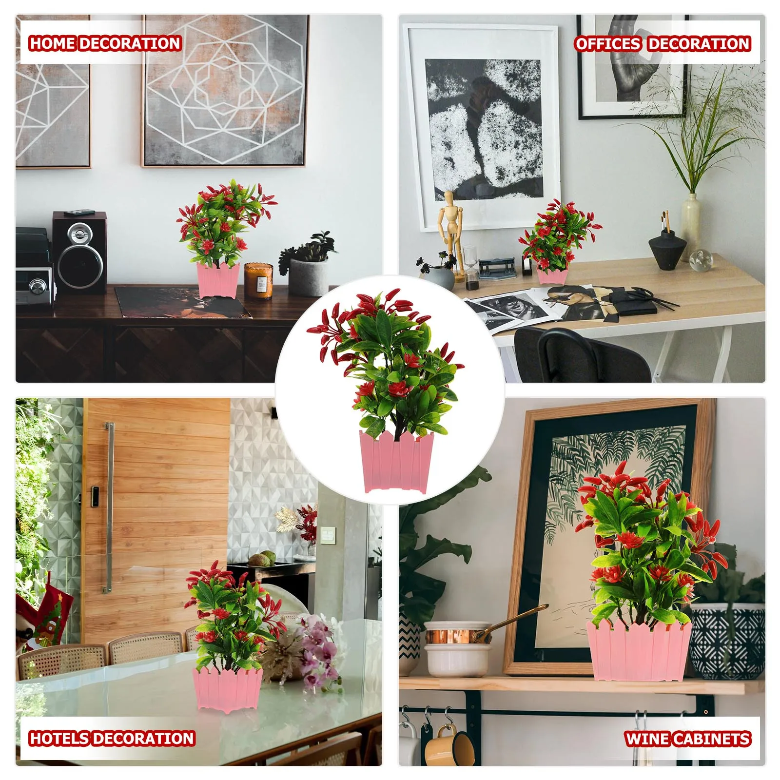 

1Pcs Artificial Chili Pot Plastic Fake Chili Plant Decoration for Home Office Bar Desktop Simulation Greenery Bonsai