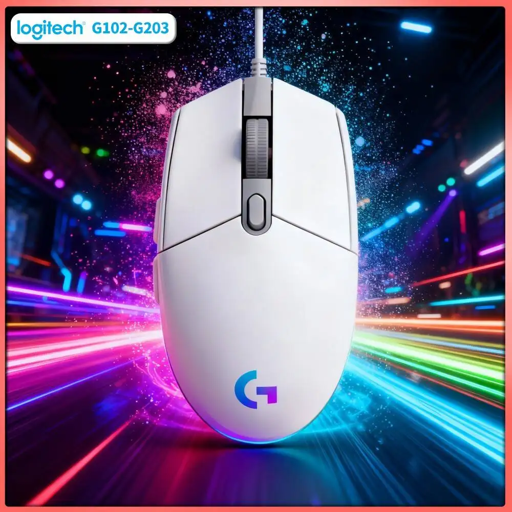 Logitech G102 Wired Gaming Mouse, 16.8M RGB Colors, HERO Sensor, Mechanical Tension Buttons, Ergonomic for Mac/Windows