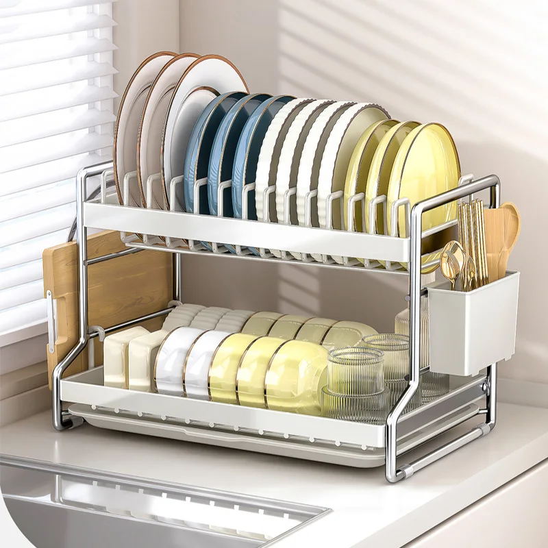 

Kitchen Dish Storage Rack Chopsticks Dish Storage Rack Home Countertop Multifunctional Plate Bowl Cutlery Storage Organizer