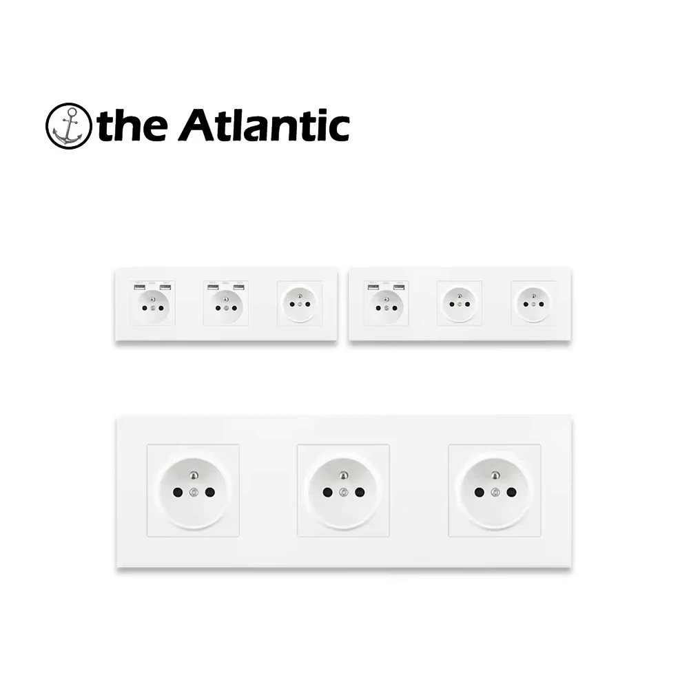 

Бытовая розетка 110 В-250 В с USB-зарядным устройством, настенная розетка 16 А FR, двойная три настенная розетка, белая пластиковая панельная розетка