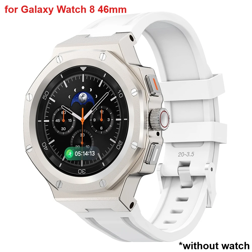 Luxe Mod Kit Voor Samsung Galaxy Horloge 8/8 Classic 40/44/46mm Legering Metalen behuizing Siliconen Band Volledige Cover Bescherming Band Set