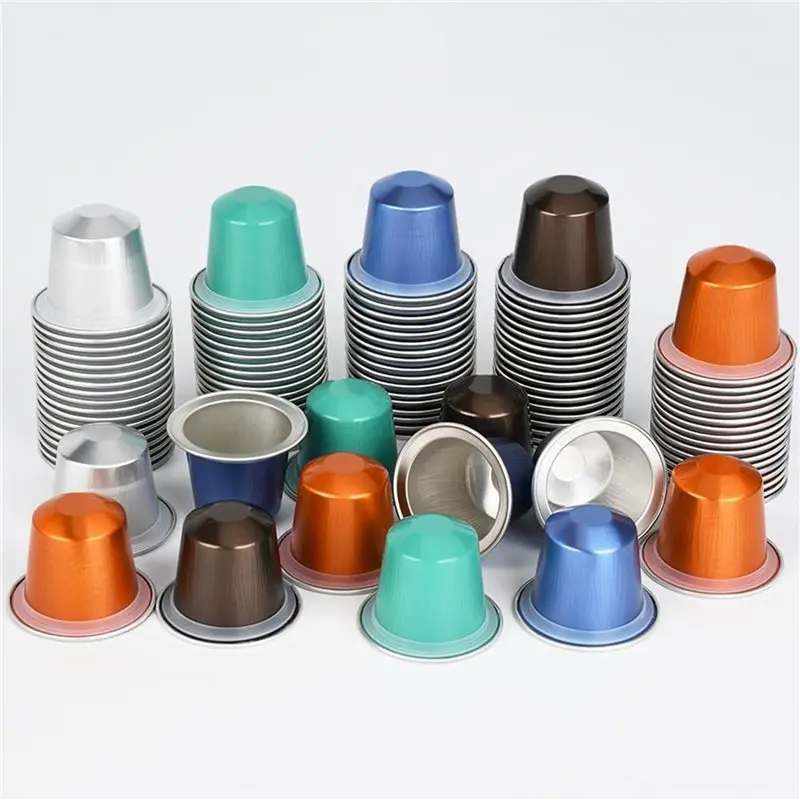A19F-200Pcs Fillable Empty Aluminum Foil Capsules Coffee Pods Set,Your Own Espresso Coffee Cups Pod & Seals Sticker Lids Kit