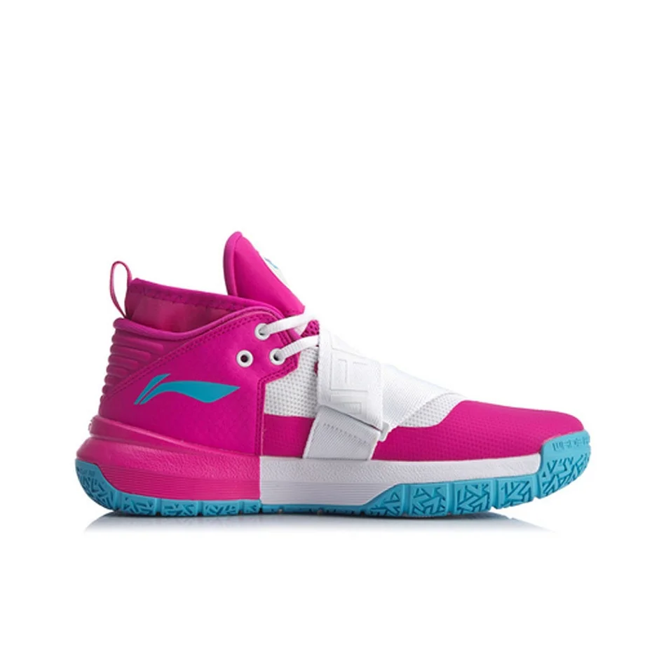 Li Ning All City 7 Hook and loop High top Basketball Shoes Men's White Pink ABAP105-6 view 3