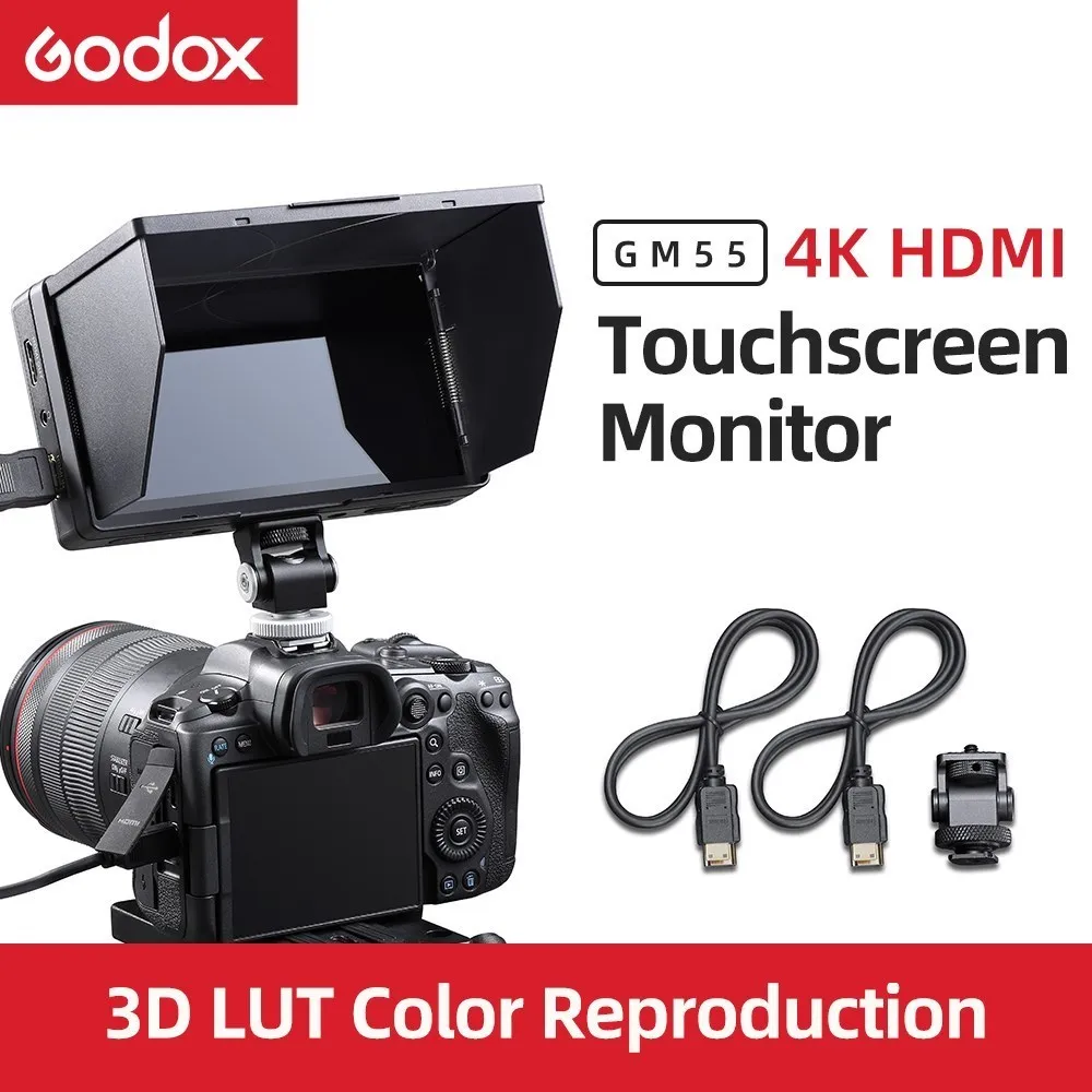 Godox GM55 4K Monitor 5.5 Inch DSLR 3D LUT Touch Screen IPS FHD 1920x1080 Video 4K HDMI Field Monitor Dslr