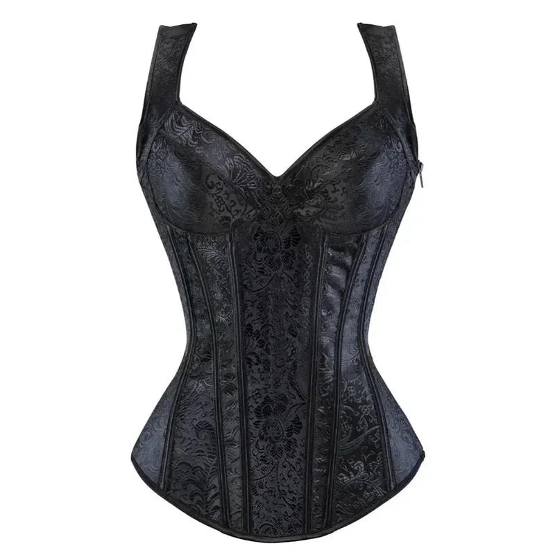 

Women Corset with Straps Overbust Corsets Vest Steampunk Corsets and Bustiers Lace Up Boned Jacquard Corset Top